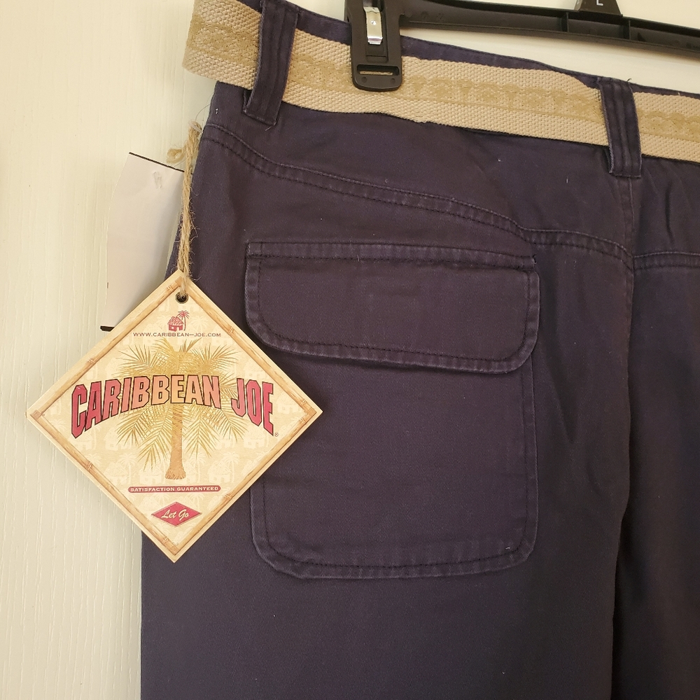 Caribbean Joe Navy Pants with Belt, NEW, Size 12 - Picture 5 of 5